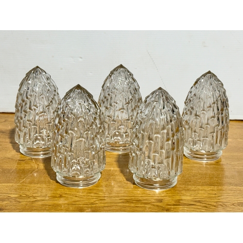 267 - A set of five vintage framed glass lamp shades. 19cm.