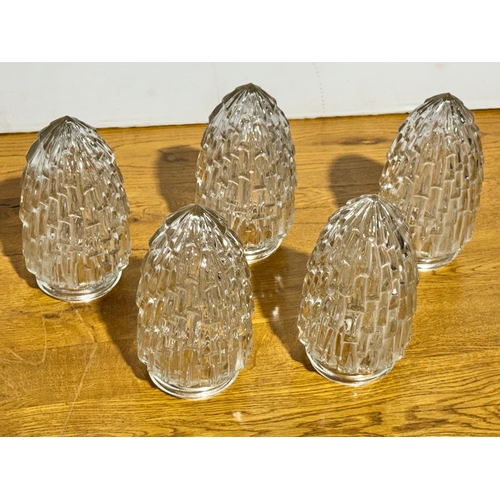 267 - A set of five vintage framed glass lamp shades. 19cm.