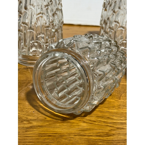 267 - A set of five vintage framed glass lamp shades. 19cm.