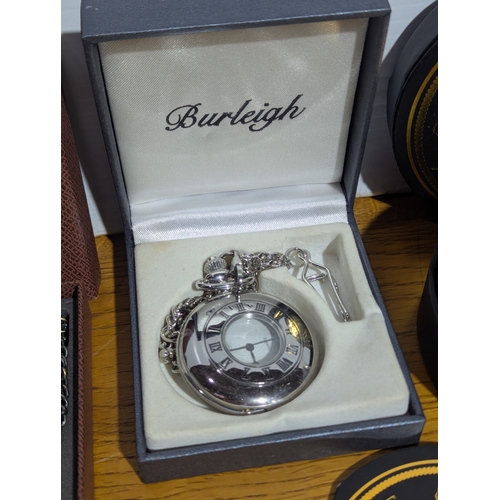 161 - 3 pocket watches in cases, Burleigh, One Penny and ManChDa