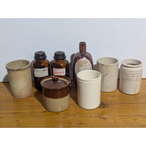 71 - Quantity of vintage pharmacist glass and stone jars