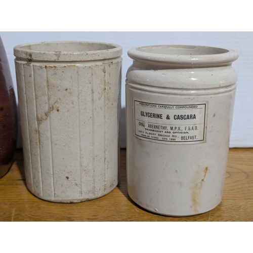 71 - Quantity of vintage pharmacist glass and stone jars
