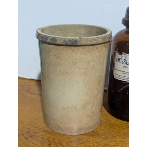71 - Quantity of vintage pharmacist glass and stone jars