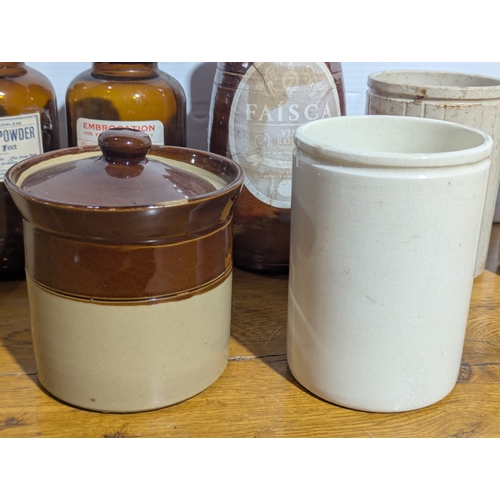 71 - Quantity of vintage pharmacist glass and stone jars