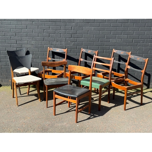 276 - A quantity of mid century dining chairs for restoration.