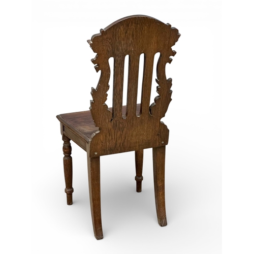96 - A Victorian oak hall chair. C.1890. Late 19th Century.