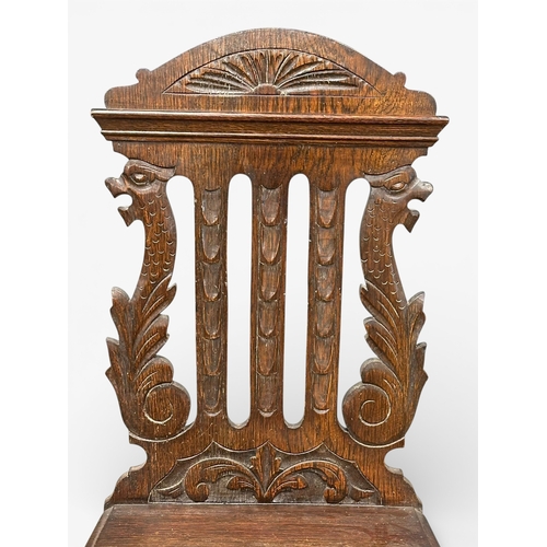 96 - A Victorian oak hall chair. C.1890. Late 19th Century.