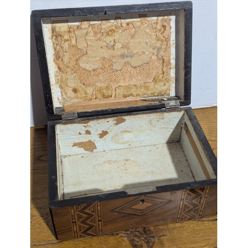 239 - Victorian Tunbridge ware jewellery box with other trinket boxes
