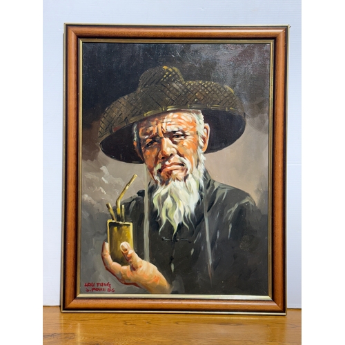 241 - Lau Fung, 1986. An oil on canvas. Frame 53x68.5cm.