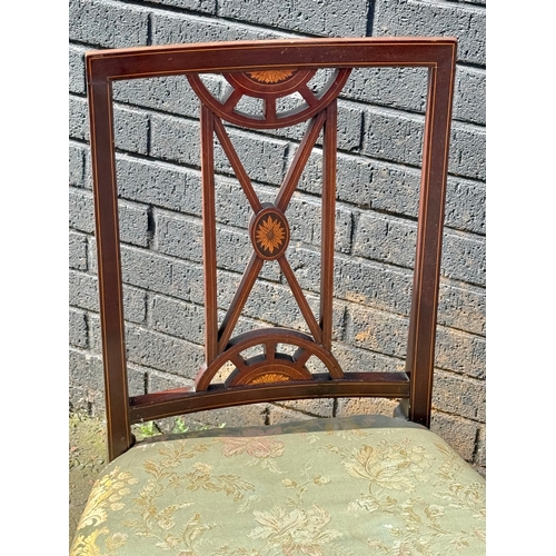 80 - A pair Edwardian inlaid mahogany side chairs.