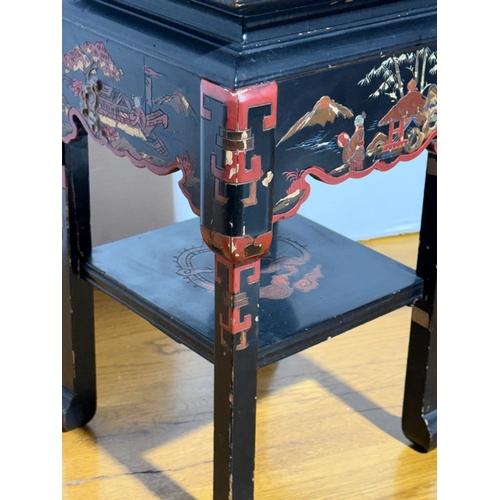 245 - A Japanese lacquered plantstand. Mid 20th century. 22x22x36cm.
