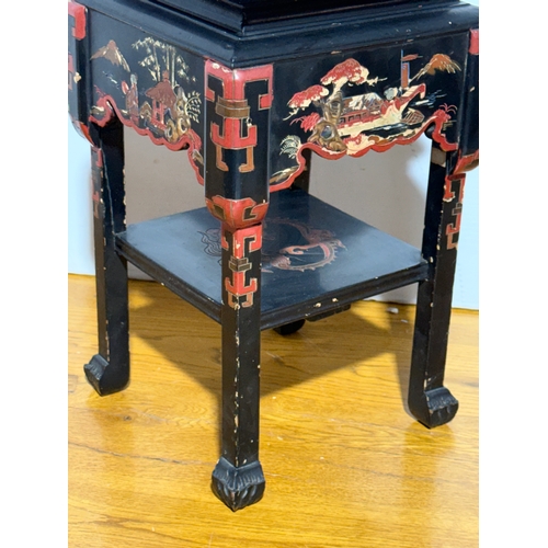245 - A Japanese lacquered plantstand. Mid 20th century. 22x22x36cm.