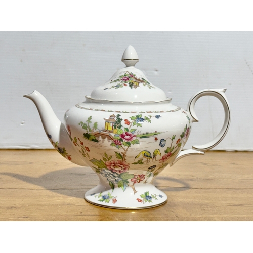 403 - A Staffordshire Fine Bone China Pagoda teapot. 26x16x19.