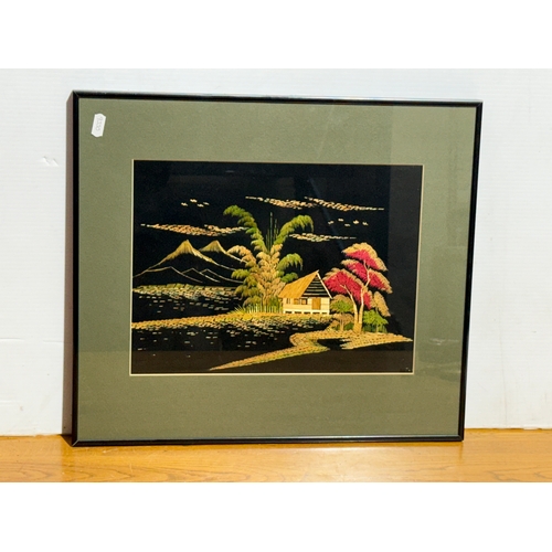 406 - A Japanese rice straw art. 47x41cm.