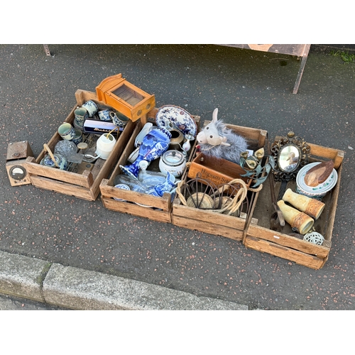 407 - Four potato crates and contents.