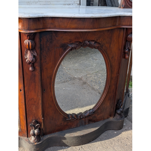 89 - A Victorian walnut mirror back sideboard for restoration, 154cm X 53cm x 212cm