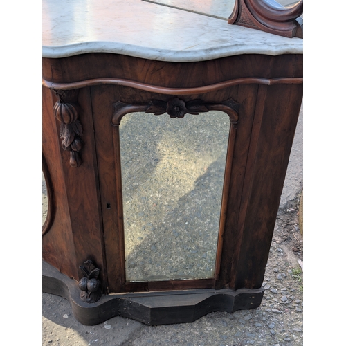 89 - A Victorian walnut mirror back sideboard for restoration, 154cm X 53cm x 212cm