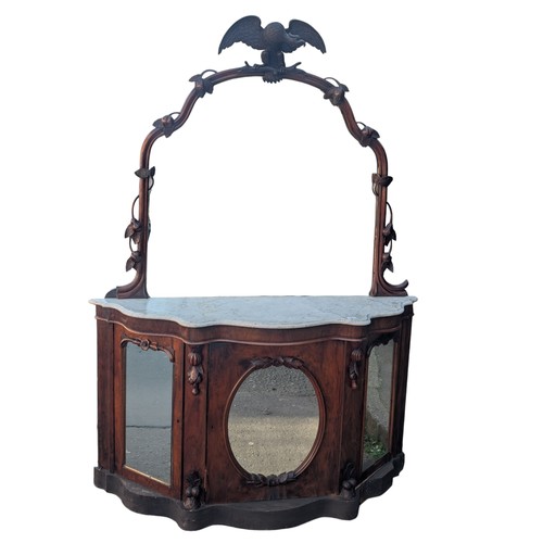 89 - A Victorian walnut mirror back sideboard for restoration, 154cm X 53cm x 212cm