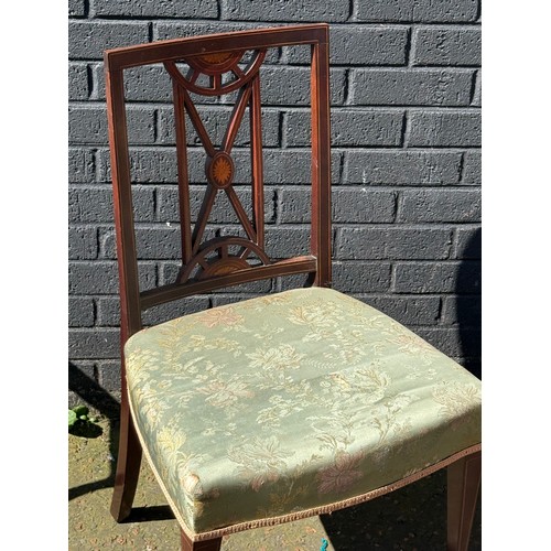 80 - A pair Edwardian inlaid mahogany side chairs.