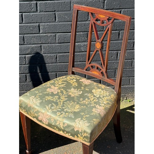 80 - A pair Edwardian inlaid mahogany side chairs.