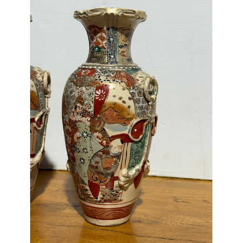 367 - A pair of Japanese Satsuma vases. Late Meiji Period. 31cm.