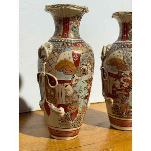 367 - A pair of Japanese Satsuma vases. Late Meiji Period. 31cm.