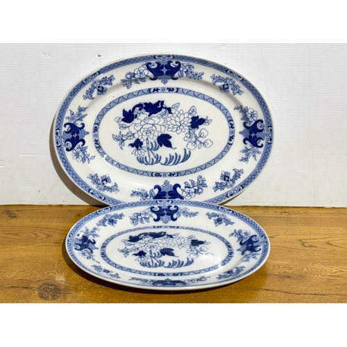 379 - A pair of Minton Drooping Willow platters. 45x35cm. 39x30.5cm.