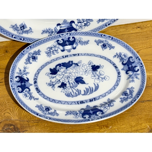 379 - A pair of Minton Drooping Willow platters. 45x35cm. 39x30.5cm.