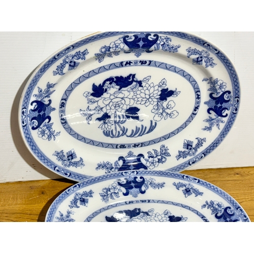 379 - A pair of Minton Drooping Willow platters. 45x35cm. 39x30.5cm.