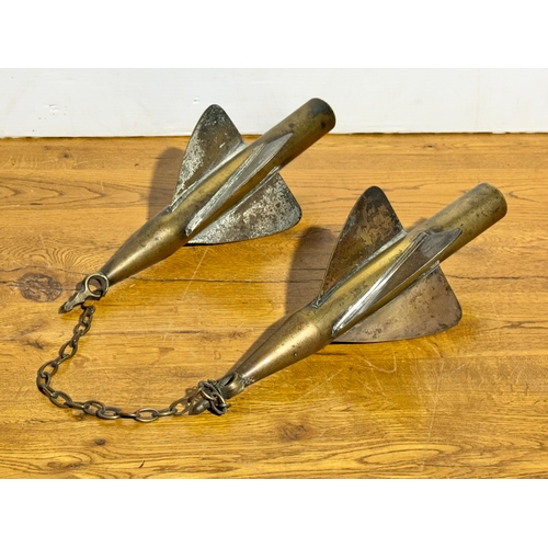 90 - Two ship’s log spinners. 40cm.