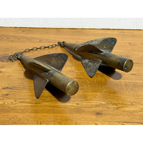 90 - Two ship’s log spinners. 40cm.