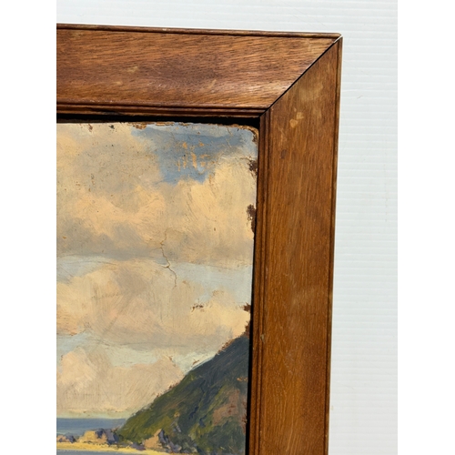 91 - T. Desmond Bradley. An oil on board. Claddaghduff Connemara. Frame 72x51.5cm.