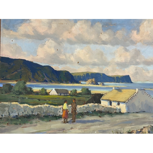 91 - T. Desmond Bradley. An oil on board. Claddaghduff Connemara. Frame 72x51.5cm.