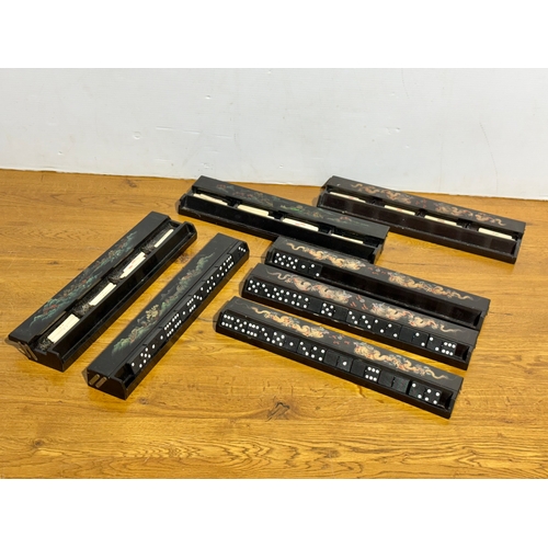 389 - Chinese black lacquer Mahjong racks.