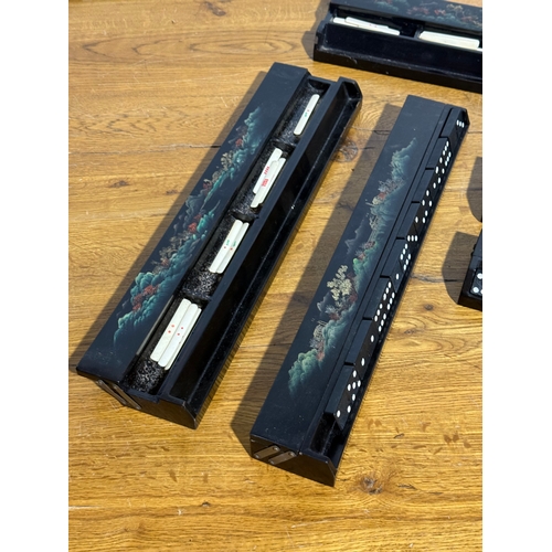 389 - Chinese black lacquer Mahjong racks.