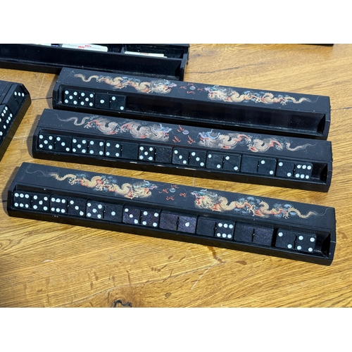 389 - Chinese black lacquer Mahjong racks.