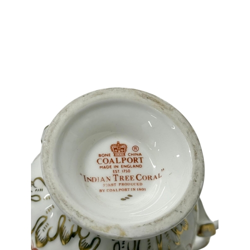 199 - A Pair of Coalport Indian Tree Coral Pot Pourri Vases. 12.5x7.5x14.5cm.