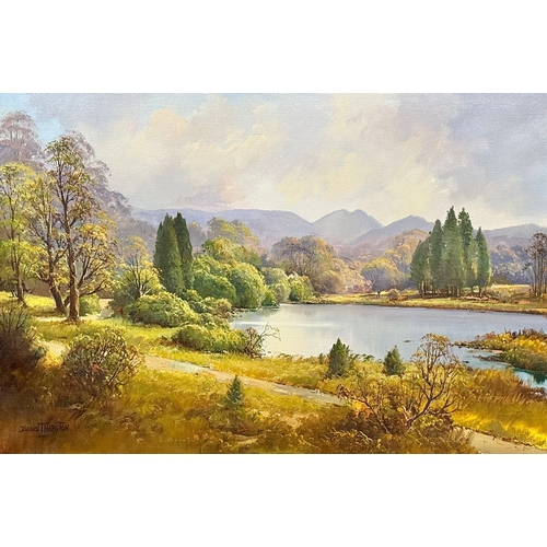 200 - Denis Thornton (1937-1999) A Large Oil on Canvas. Cypress Pond, Castlewellan. 76.5x51.2cm. Frame 91x... 