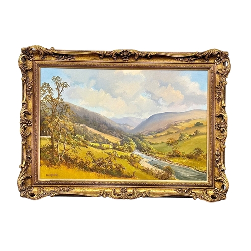201 - Denis Thornton (1937-1999) A Large Oil on Canvas. Glenshesk River, Co Antrim. 76.5x51cm. Frame 94x68... 