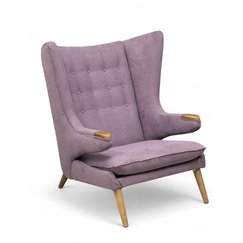 176 - A 1950’s Swedish Papa Bear Style Armchair. In the manner of Hans J Wegner. Reupholstered. (6)