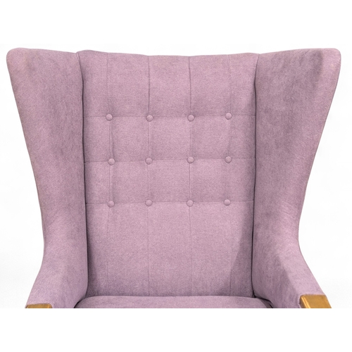 176 - A 1950’s Swedish Papa Bear Style Armchair. In the manner of Hans J Wegner. Reupholstered. (6)