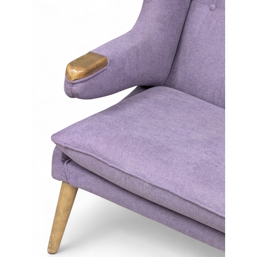 176 - A 1950’s Swedish Papa Bear Style Armchair. In the manner of Hans J Wegner. Reupholstered. (6)