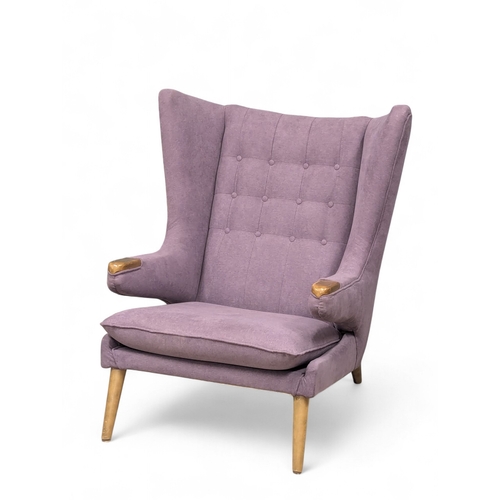 176 - A 1950’s Swedish Papa Bear Style Armchair. In the manner of Hans J Wegner. Reupholstered. (6)
