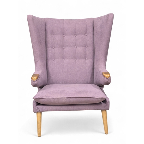 176 - A 1950’s Swedish Papa Bear Style Armchair. In the manner of Hans J Wegner. Reupholstered. (6)