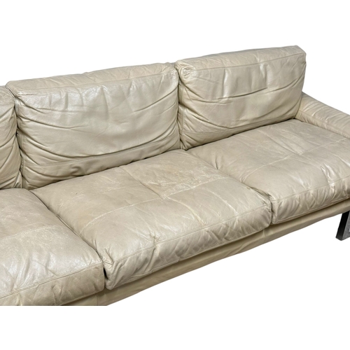 187 - Pieff, C.1960-70. A Large Leather “Manderin” Three Seater Sofa with Chrome Frame. Designed by Tim Ba... 