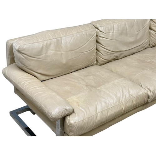 187 - Pieff, C.1960-70. A Large Leather “Manderin” Three Seater Sofa with Chrome Frame. Designed by Tim Ba... 