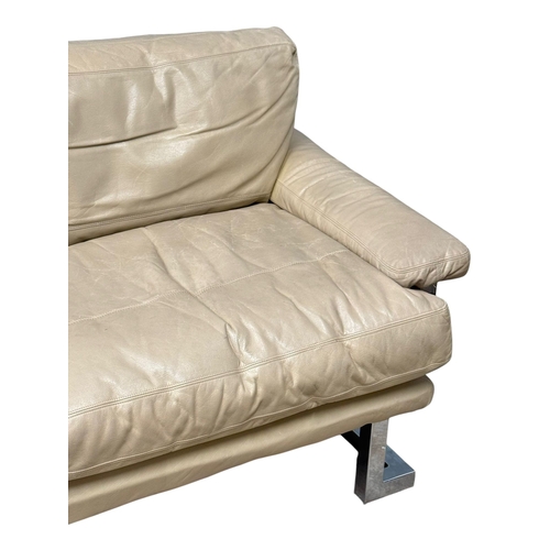 187 - Pieff, C.1960-70. A Large Leather “Manderin” Three Seater Sofa with Chrome Frame. Designed by Tim Ba... 
