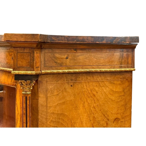 209 - A Victorian Inlaid Burr Walnut Display Cabinet. C.1850-60, Mid 19th Century. With gilt metal mouldin... 