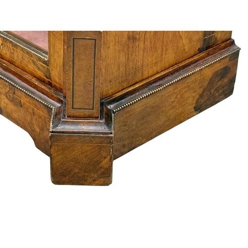 209 - A Victorian Inlaid Burr Walnut Display Cabinet. C.1850-60, Mid 19th Century. With gilt metal mouldin... 