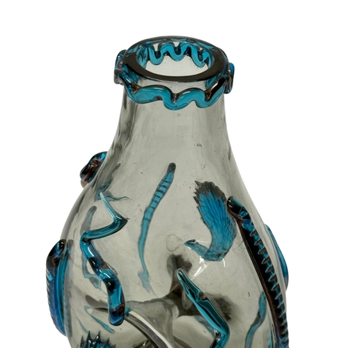 267 - Attributed to Auguste Jean, C.1880. A French Glass Bottle, Late 19th Century. 11x7x18.5cm.